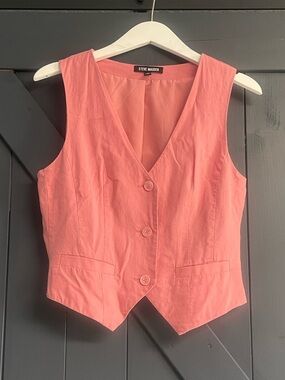 Steve Madden Coral Pink Sleeveless Button Vest